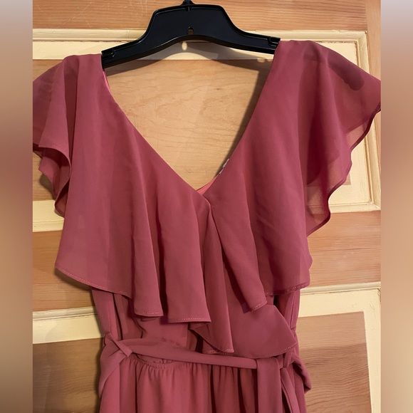 Baltic Born Katya Ruffle Maxi Dress in Rosewood Color (Coral pink) Size XS - Picture 6 of 12